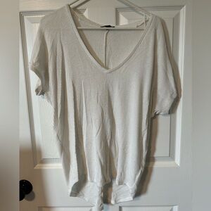 Express White V-Neck Short Sleeve Top